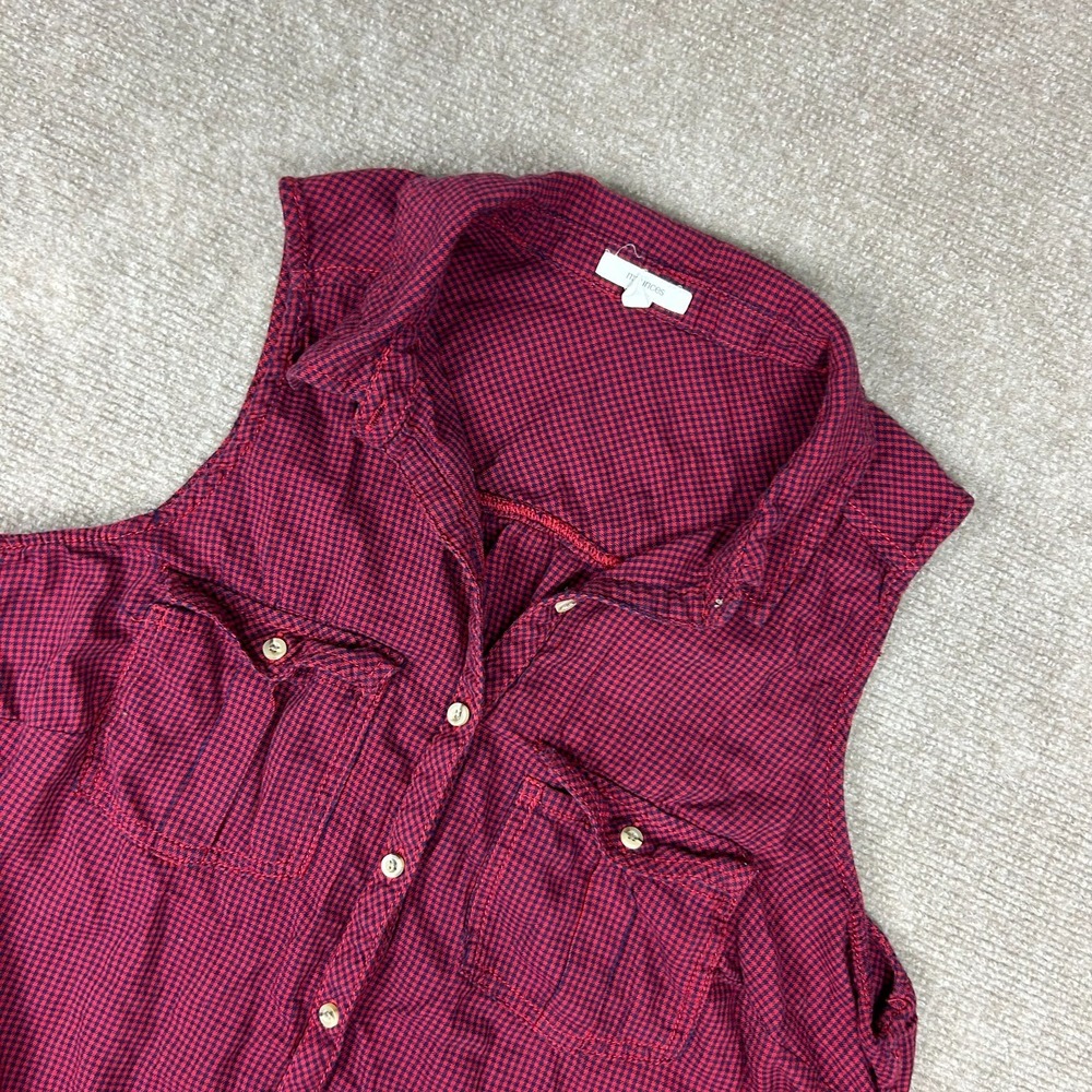Maurices Shirt Top Women 0 Red Gingham Sleeveless Lightweight Casual Summer Wear